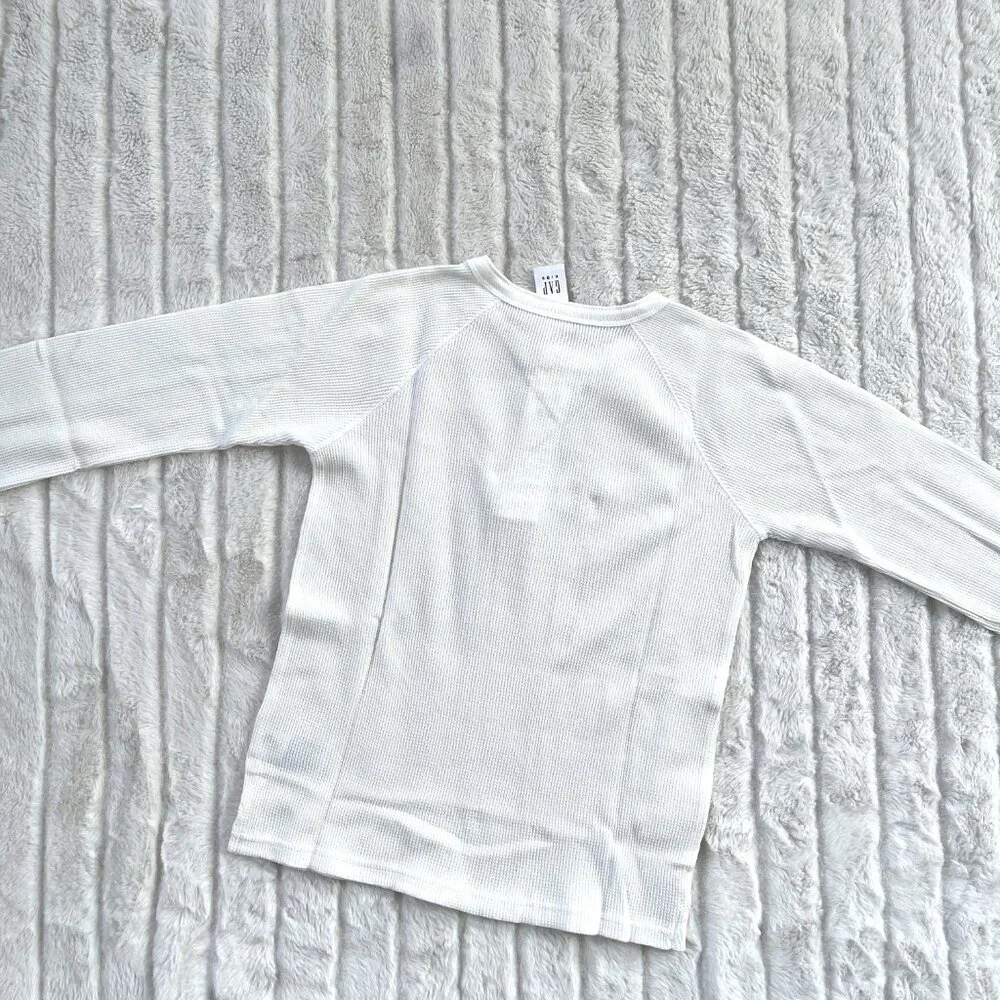 NWT Kids GAP Waffle Henley Shirt (White) L / 10